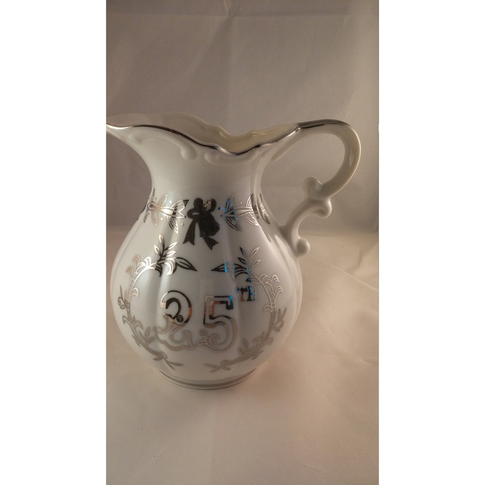 25th‎ anniversary porcelain and platinum miniature pitcher gift